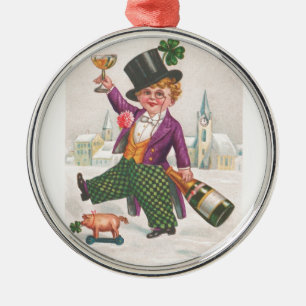 St. Patricks Day Shamrock Champagne Metalen Ornament