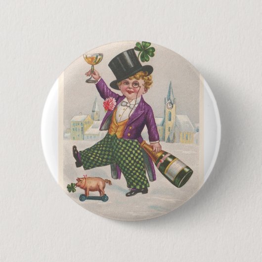 St. Patricks Day Shamrock Champagne Ronde Button 5,7 Cm (Voorkant)