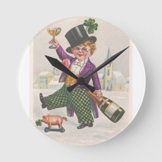  St. Patricks Day Shamrock Champagne Ronde Klok (Voorkant)