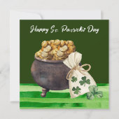 St. Patrick's Day Shamrock Clover and Pot Kaart (Voorkant)