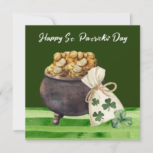 St. Patrick's Day Shamrock Clover and Pot Kaart (Voorkant)