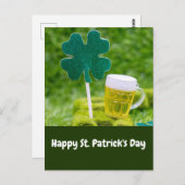 St. Patrick's Day Shamrock Clover en bier Briefkaart (Voorkant / Achterkant)