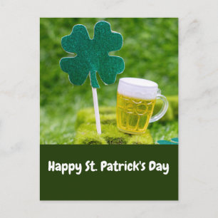 St. Patrick's Day Shamrock Clover en bier Briefkaart