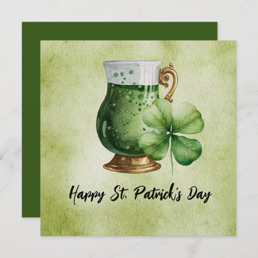 St. Patrick's Day Shamrock Clover en bier Kaart (Voorkant / Achterkant)