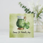 St. Patrick's Day Shamrock Clover en bier Kaart (Staand voorkant)