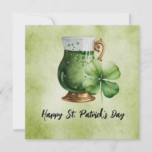 St. Patrick's Day Shamrock Clover en bier Kaart (Voorkant)