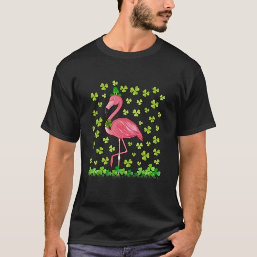 St Patricks Day Shamrock Clover Ierse Flamingo Lon T-shirt (Voorkant)