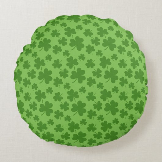 St Patrick's Day Shamrock Clover Pattern Rond Kussen (Voorkant)