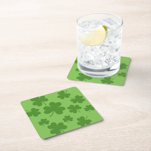 St Patrick's Day Shamrock Clover Pattern Vierkante Kartonnen Onderzetter (Insitu)