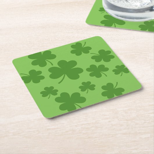 St Patrick's Day Shamrock Clover Pattern Vierkante Kartonnen Onderzetter (Schuin)