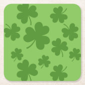 St Patrick's Day Shamrock Clover Pattern Vierkante Kartonnen Onderzetter (Voorkant)