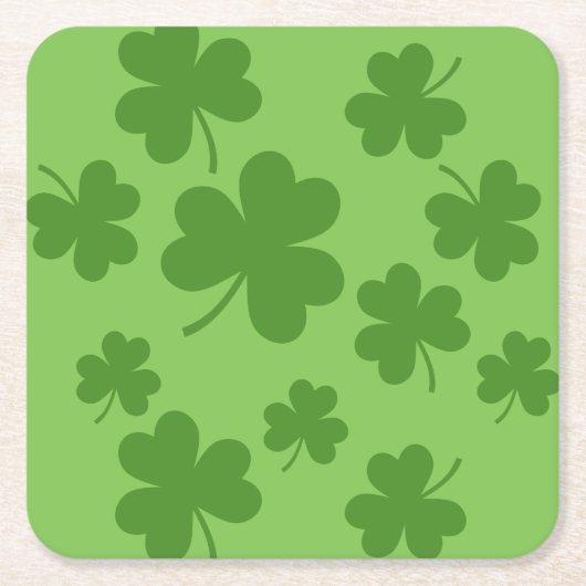 St Patrick's Day Shamrock Clover Pattern Vierkante Kartonnen Onderzetter (Voorkant)