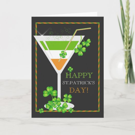 St.Patricks Day Shamrock Cocktail Carte de voeux (Devant)