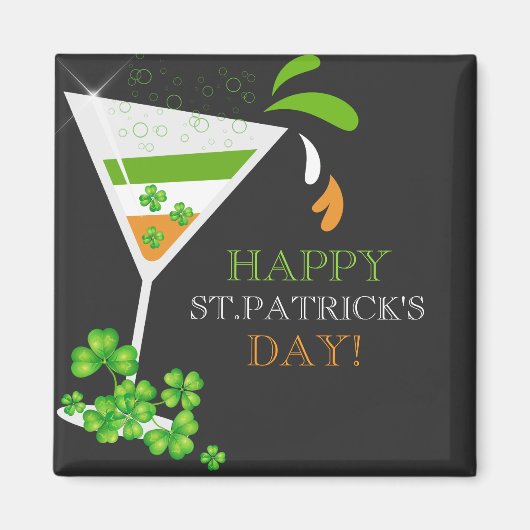 St.Patricks Day Shamrock Cocktail Magnet (Devant)