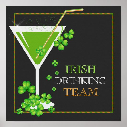St.Patricks Day Shamrock Cocktail Poster (Voorkant)