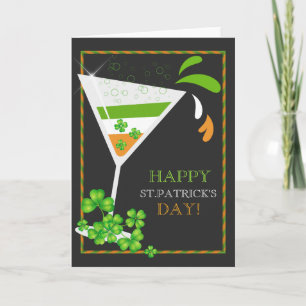St.Patricks Day Shamrock Cocktail Wenskaart Kaart