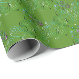 St. Patrick's Day Shamrock Curly Green Cadeaupapier