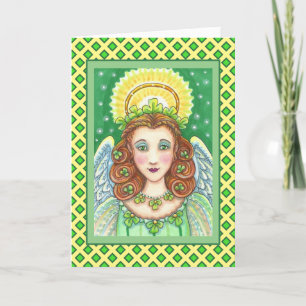 ST. PATRICK'S DAY SHAMROCK ENGEL, IERSE ZEGENINGEN FEESTDAGEN KAART