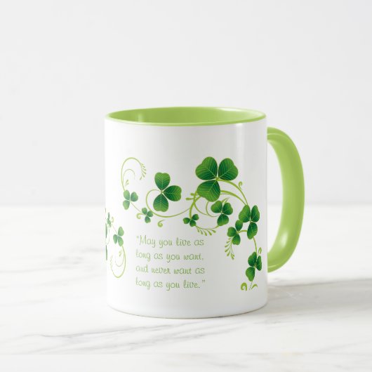 St. Patrick's Day Shamrock et Irish Blessing Mug (Devant droit)