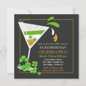 St. Patricks Day Shamrock Flag Cocktail Invitation Kaart (Voorkant)