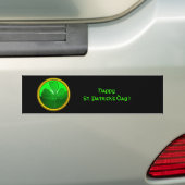 ST. PATRICK'S DAY SHAMROCK Green Gold Black Bumpersticker (Op auto)