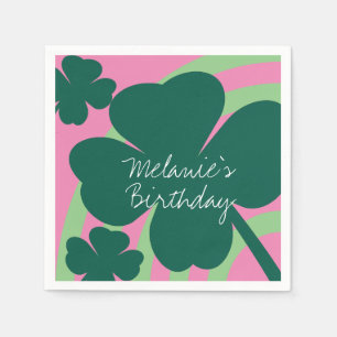 St Patricks Day Shamrock Green Rainbow Pink Party Servet