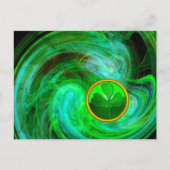 ST PATRICKS DAY SHAMROCK IN BLAUW GROENE FRACTALS FEESTDAGENKAART (Voorkant)