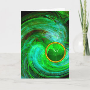 ST PATRICKS DAY SHAMROCK IN BLAUW GROENE FRACTALS KAART