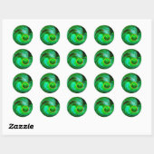 ST PATRICKS DAY SHAMROCK IN BLAUW GROENE FRACTALS RONDE STICKER (Vel)