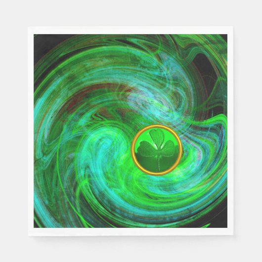 ST PATRICKS DAY SHAMROCK IN BLAUW GROENE FRACTALS SERVET (Voorkant)