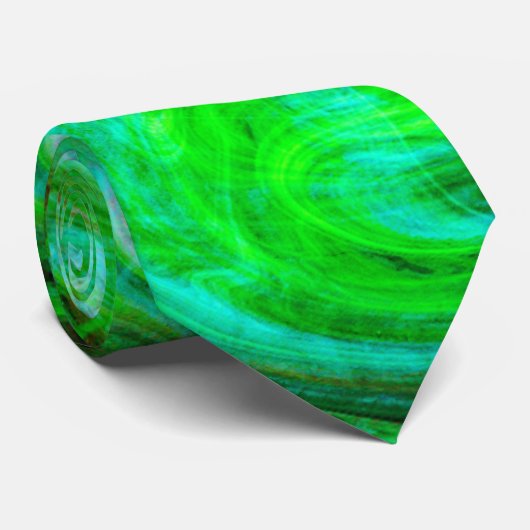 ST PATRICKS DAY SHAMROCK IN BLAUW GROENE FRACTALS STROPDAS (Opgerold)