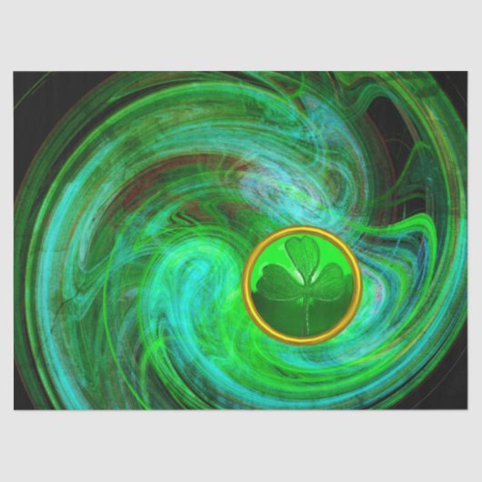 ST PATRICKS DAY SHAMROCK IN BLAUW GROENE FRACTALS TISSUEPAPIER (Voorkant)
