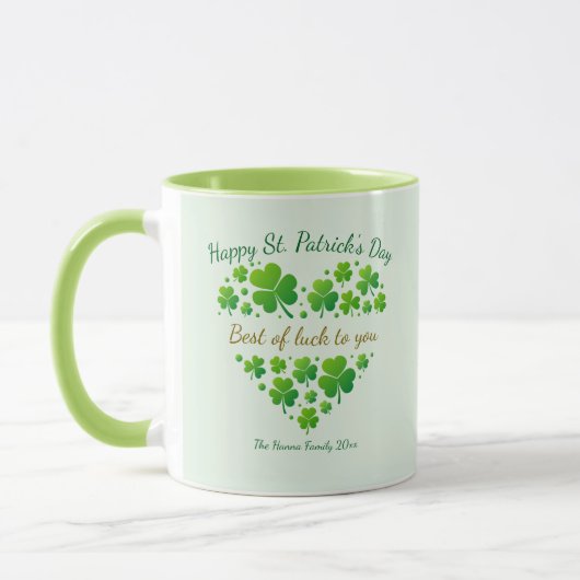 St. Patrick's Day Shamrock Keepsake I Best of Luck Mok (Links)