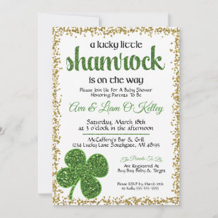 St. Patrick's Day Shamrock Kraamfeest Uitnodiging