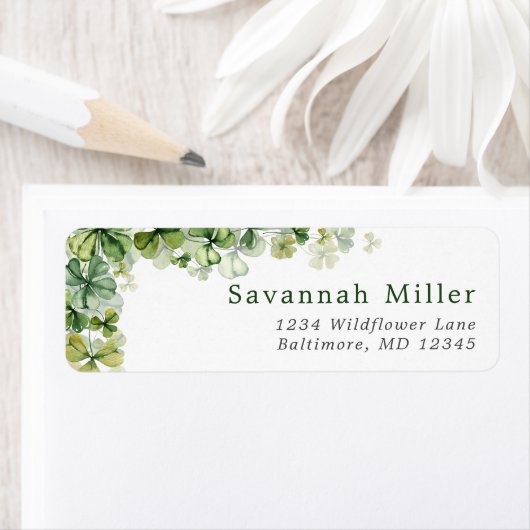 St. Patrick's Day Shamrock Lucky 4 Leaf Clover Etiket (Insitu)