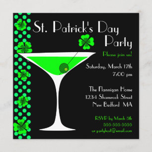 St. Patricks Day Shamrock Martini Uitnodiging