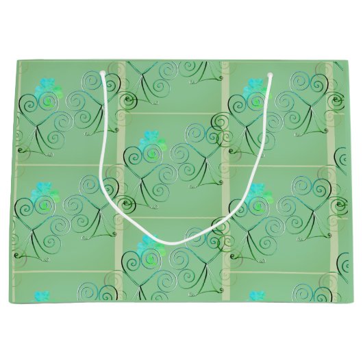 St Patrick's Day Shamrock Misty Green Groot Cadeauzakje (Voorkant)