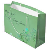 St Patrick's Day Shamrock Misty Green Groot Cadeauzakje (Achterkant Gekanteld)