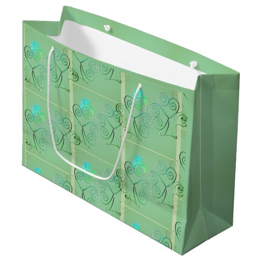 St Patrick's Day Shamrock Misty Green Groot Cadeauzakje (Voorkant Gekanteld)