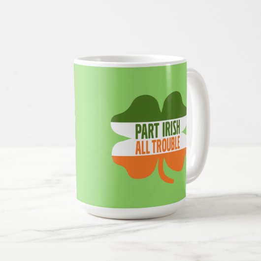 St Patricks Day shamrock - Part Irish All Trouble Koffiemok (Voorkant rechts)