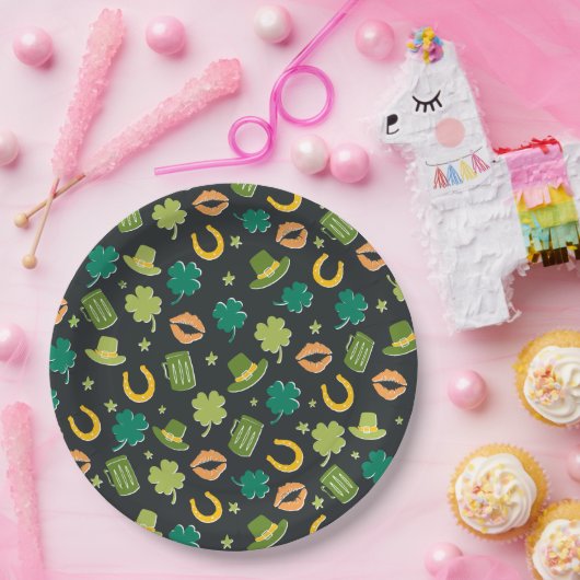 St. Patrick's Day Shamrock Pattern Papieren Bordje (Feest)