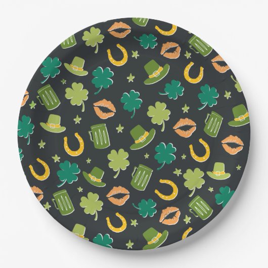 St. Patrick's Day Shamrock Pattern Papieren Bordje (Voorkant)