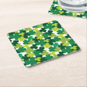 St. Patrick's Day Shamrock Pattern Vierkante Kartonnen Onderzetter (Schuin)