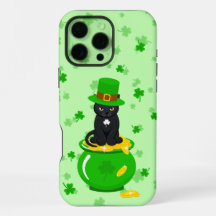 St. Patrick's Day Shamrock Pot met Goud Zwarte Kat