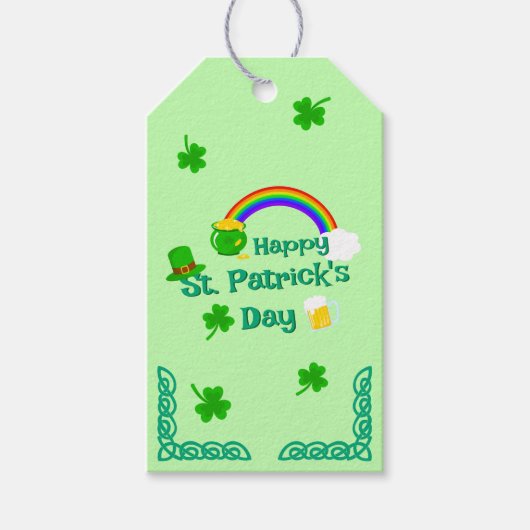 St. Patrick's Day Shamrock Pot van Gouden Keltisch Cadeaulabel (Voorkant)