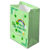 St. Patrick's Day Shamrock Pot van Gouden Keltisch Medium Cadeauzakje (Voorkant Gekanteld)