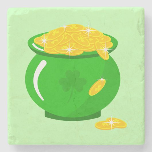 St. Patrick's Day Shamrock Pot van Gouden Keltisch Stenen Onderzetter (Voorkant)