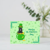 St. Patrick's Day Shamrock Pot van Gouden Zwarte K Briefkaart (Staand voorkant)