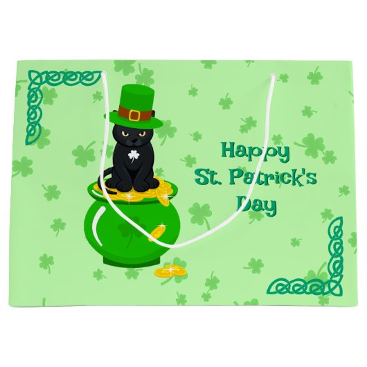 St. Patrick's Day Shamrock Pot van Gouden Zwarte K Groot Cadeauzakje (Voorkant)