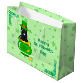 St. Patrick's Day Shamrock Pot van Gouden Zwarte K Groot Cadeauzakje (Voorkant Gekanteld)